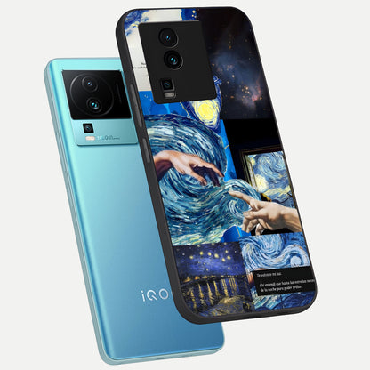  Aesthetic Vando Hands phone case For iQOO Neo 7 Pro showing premium glass back cover with detailed artwork