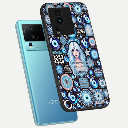 Angel Aura Shield phone case For iQOO Neo 7 Pro showing premium glass back cover with detailed artwork