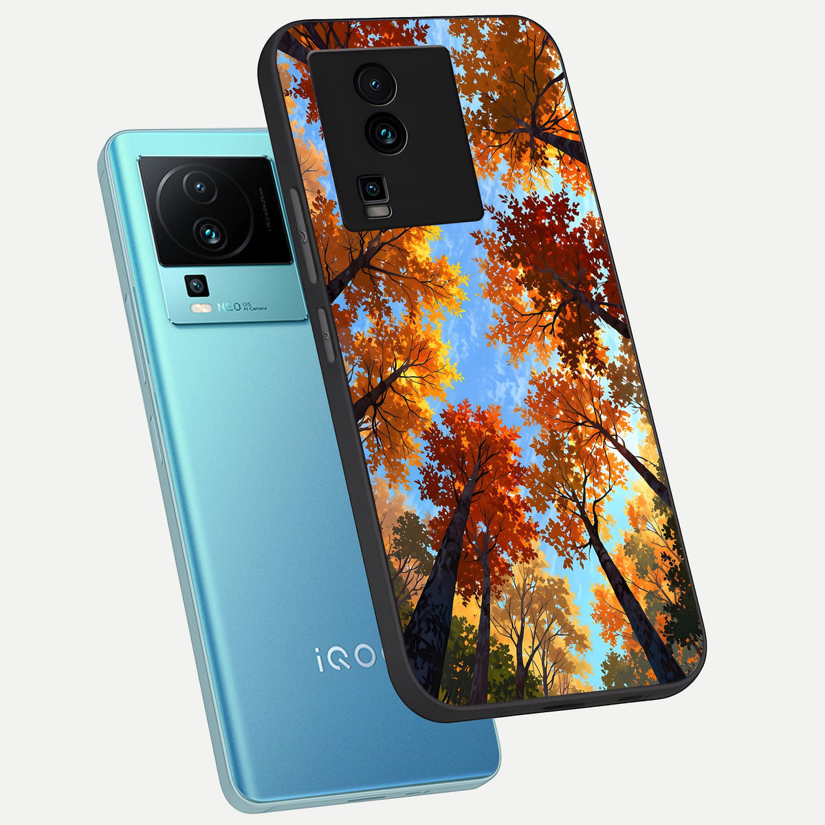  Autumn Sky Rise phone case For iQOO Neo 7 Pro showing premium glass back cover with detailed artwork