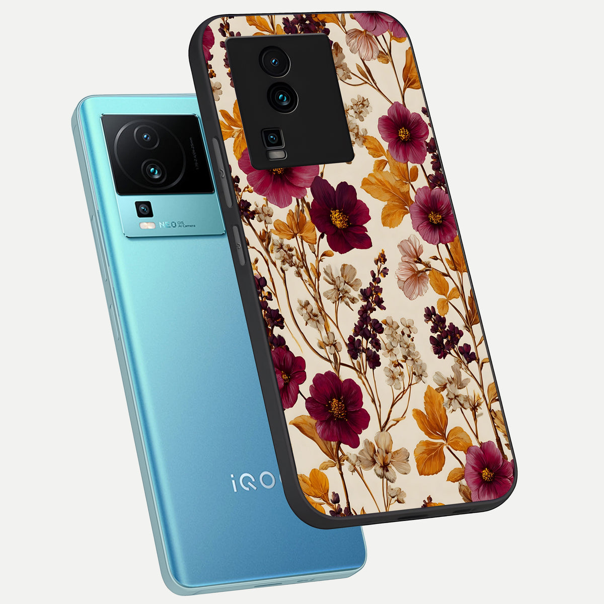  Autumn Wine Bloom phone case For iQOO Neo 7 Pro showing premium glass back cover with detailed artwork