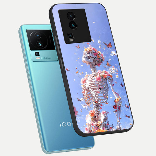  Bloom Beyond Bones phone case For iQOO Neo 7 Pro showing premium glass back cover with detailed artwork