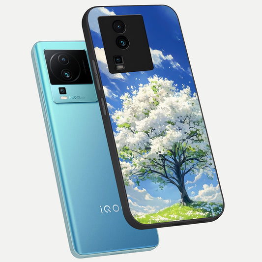  Blossom Sky Serenity phone case For iQOO Neo 7 Pro showing premium glass back cover with detailed artwork