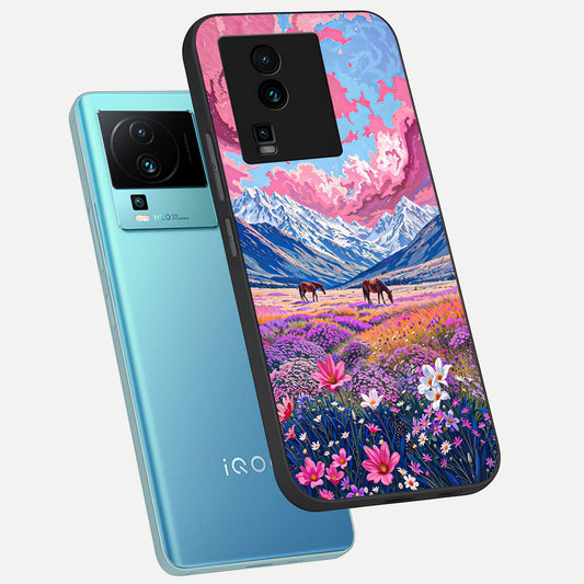  Blossom Valley Dream phone case For iQOO Neo 7 Pro showing premium glass back cover with detailed artwork