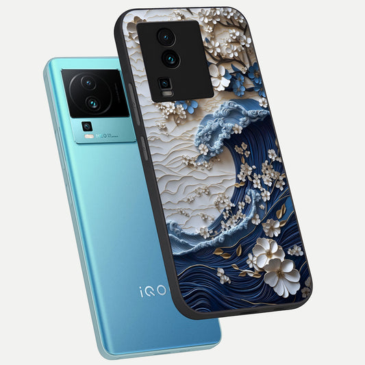  Blossom Wave Art phone case For iQOO Neo 7 Pro showing premium glass back cover with detailed artwork