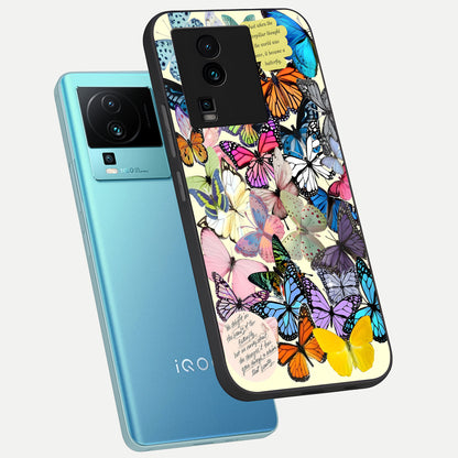  Butterflies Petal Dream phone case For iQOO Neo 7 Pro showing premium glass back cover with detailed artwork