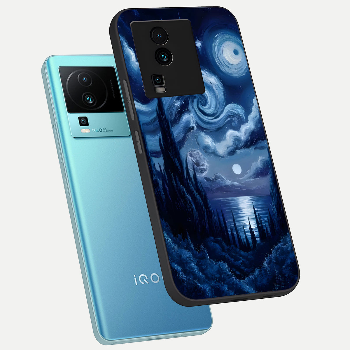  Celestial Dream Van Gogh phone case For iQOO Neo 7 Pro showing premium glass back cover with detailed artwork