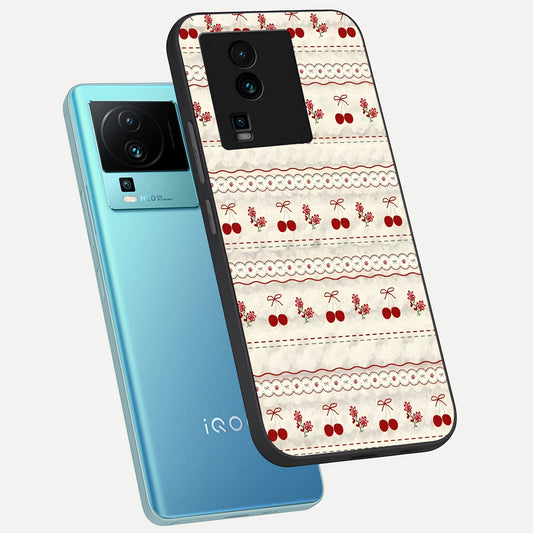  Cherry Bloom Charm phone case For iQOO Neo 7 Pro showing premium glass back cover with detailed artwork