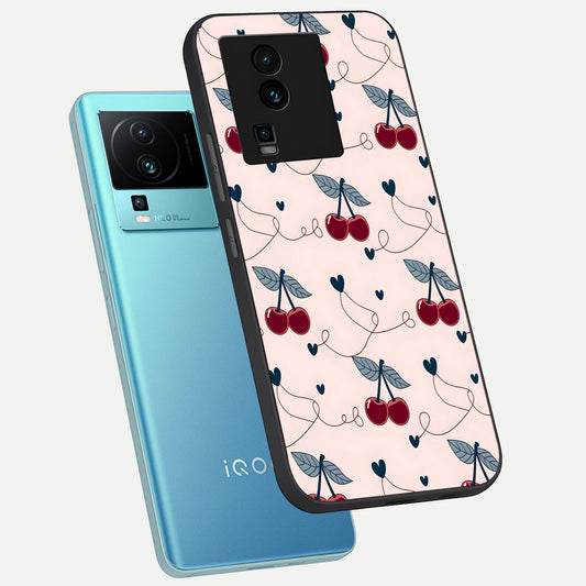  Cherry Heart Line phone case For iQOO Neo 7 Pro showing premium glass back cover with detailed artwork