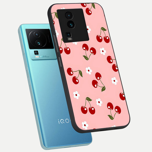  Cherry Love Mood phone case For iQOO Neo 7 Pro showing premium glass back cover with detailed artwork