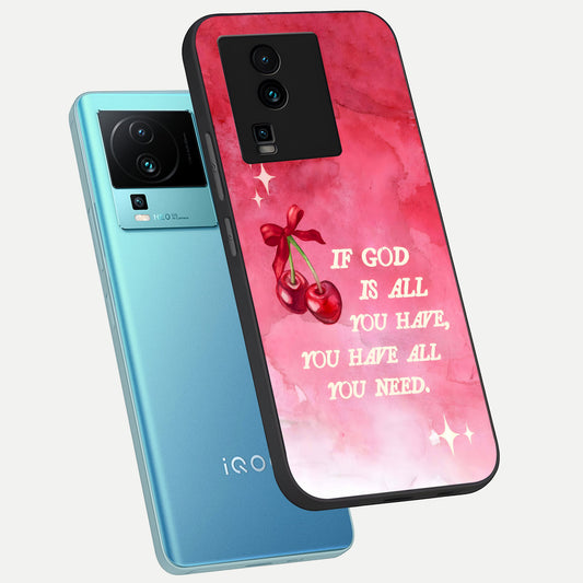  Cherry Quote phone case For iQOO Neo 7 Pro showing premium glass back cover with detailed artwork