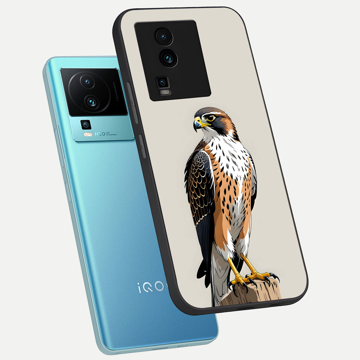  Clever Eagle phone case For iQOO Neo 7 Pro showing premium glass back cover with detailed artwork