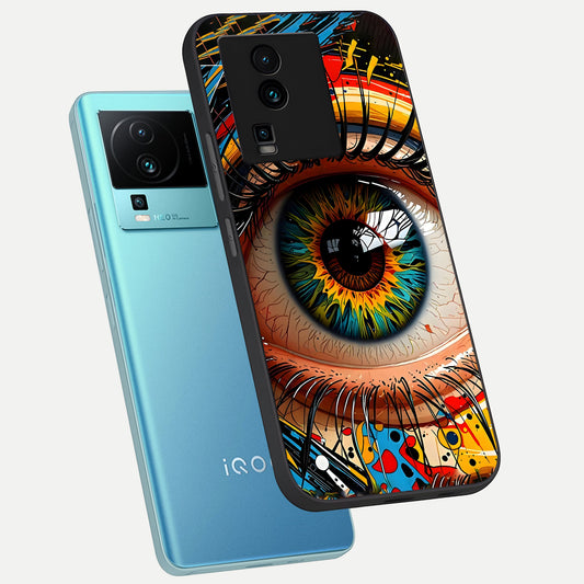  Colorful Eye phone case For iQOO Neo 7 Pro showing premium glass back cover with detailed artwork