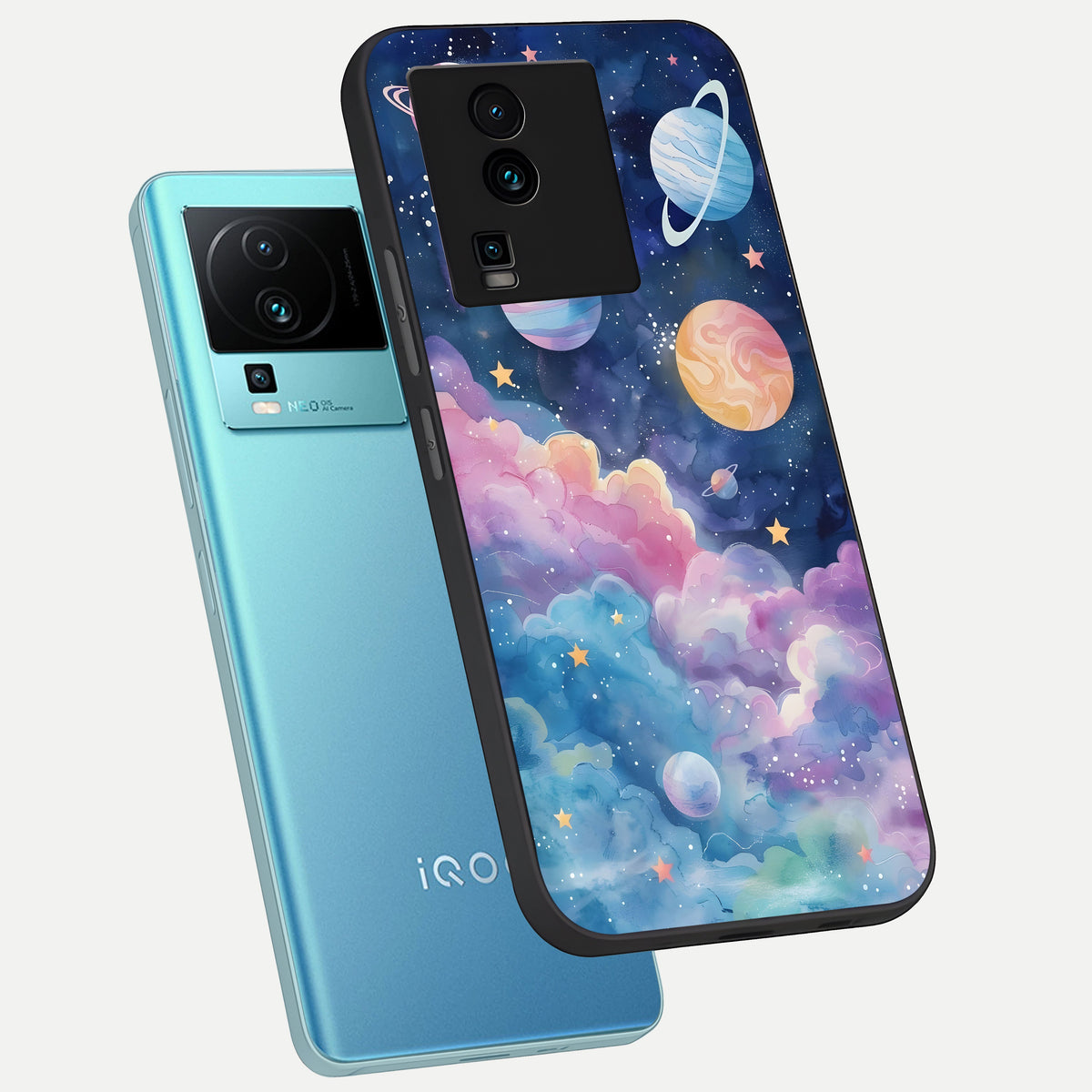  Cosmic Planet Dreams phone case For iQOO Neo 7 Pro showing premium glass back cover with detailed artwork