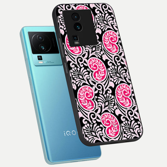  Crimson Paisley Charm phone case For iQOO Neo 7 Pro showing premium glass back cover with detailed artwork