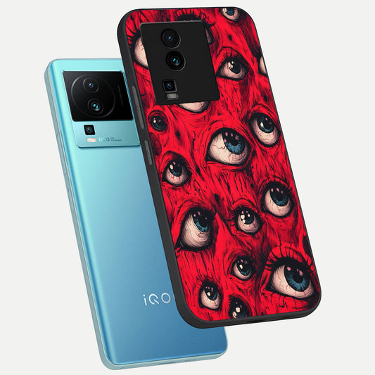  Crimson Watch Eyes phone case For iQOO Neo 7 Pro showing premium glass back cover with detailed artwork