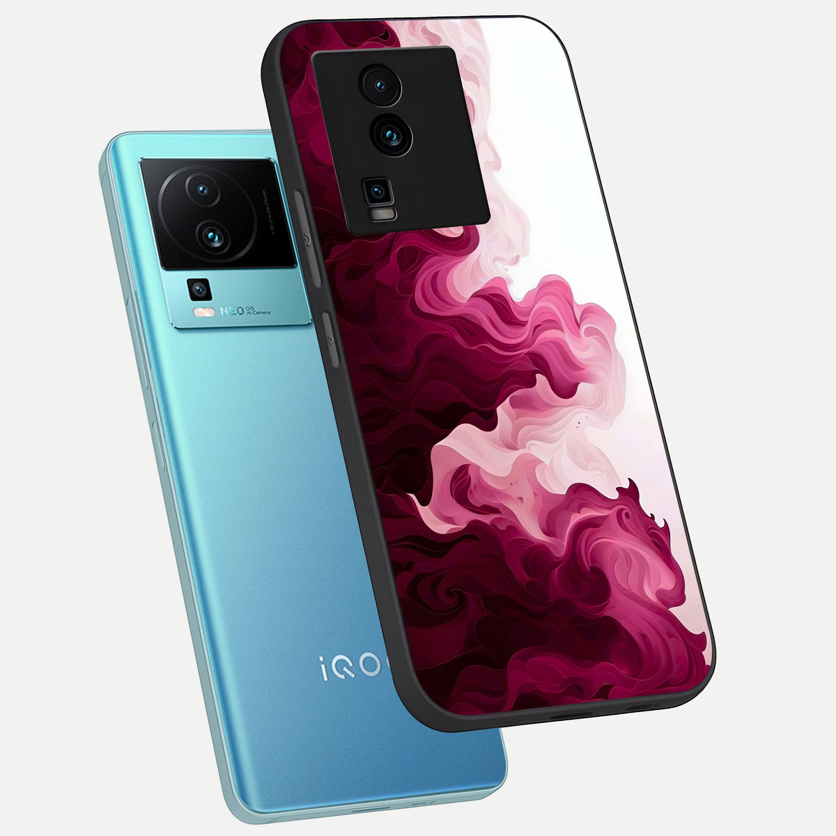  Crimson Wave Flow phone case For iQOO Neo 7 Pro showing premium glass back cover with detailed artwork