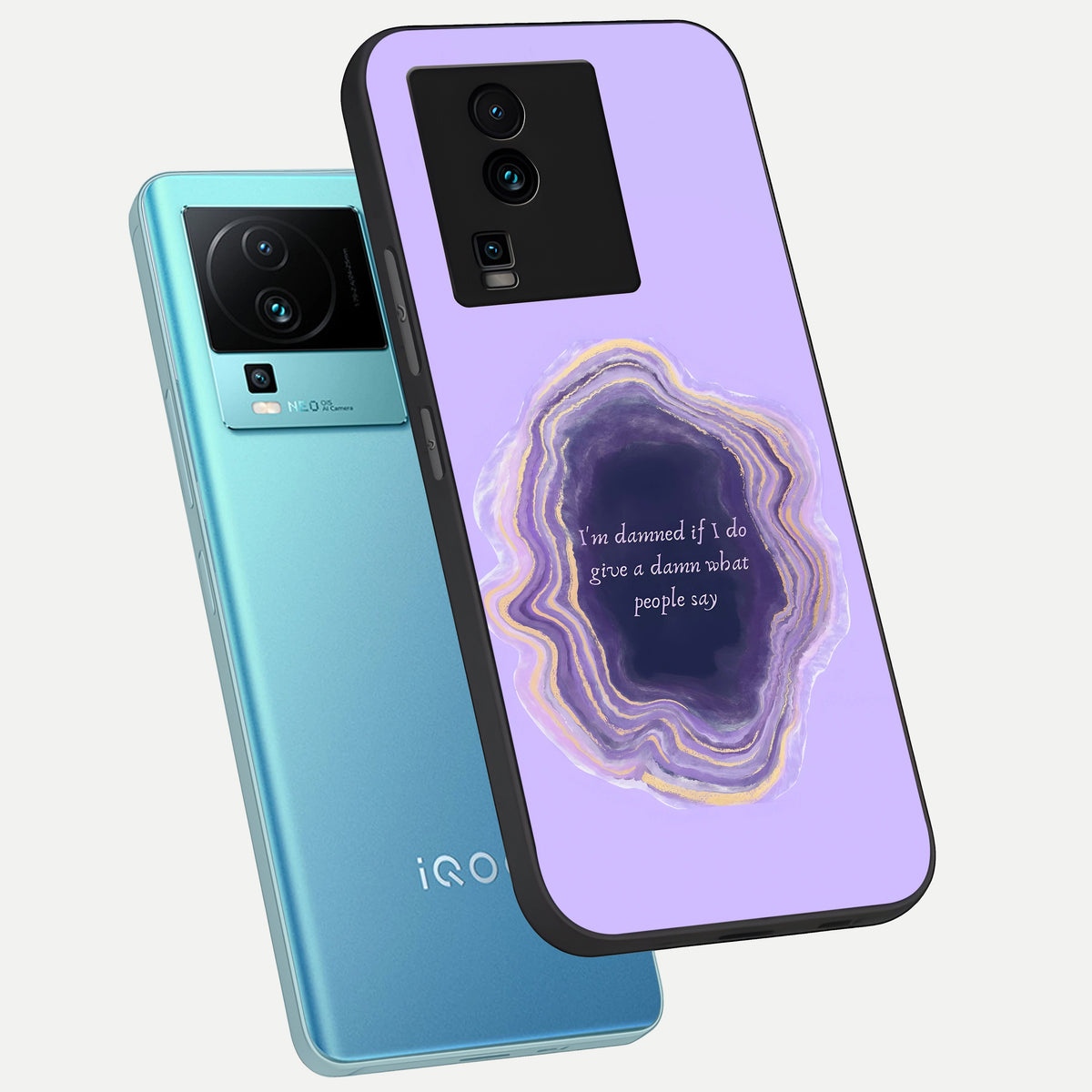  Damned People Quote phone case For iQOO Neo 7 Pro showing premium glass back cover with detailed artwork