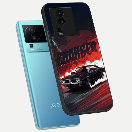  Dark Charger Fury phone case For iQOO Neo 7 Pro showing premium glass back cover with detailed artwork