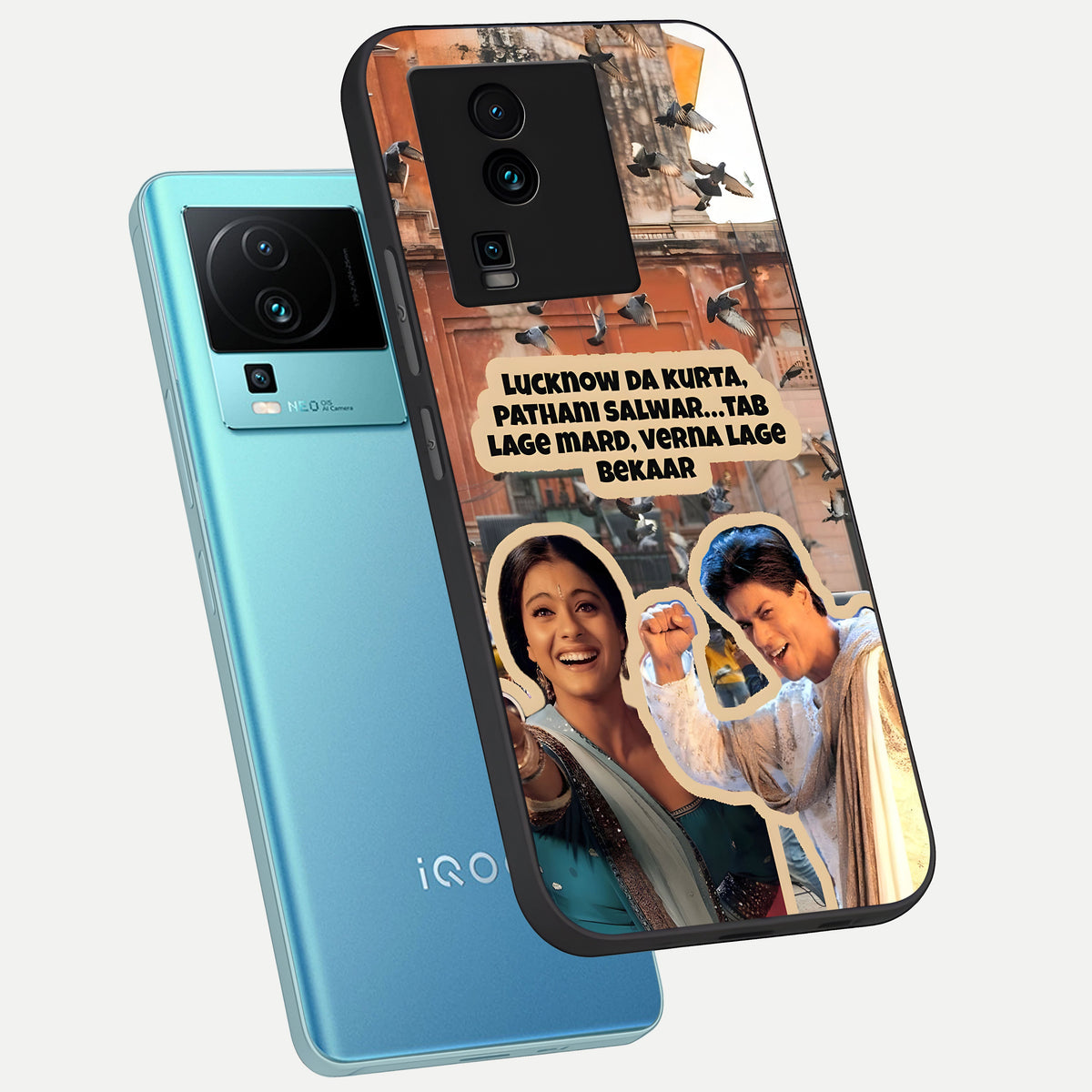  Desi Retro Vibes phone case For iQOO Neo 7 Pro showing premium glass back cover with detailed artwork