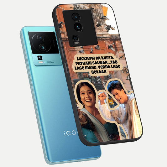  Desi Retro Vibes phone case For iQOO Neo 7 Pro showing premium glass back cover with detailed artwork