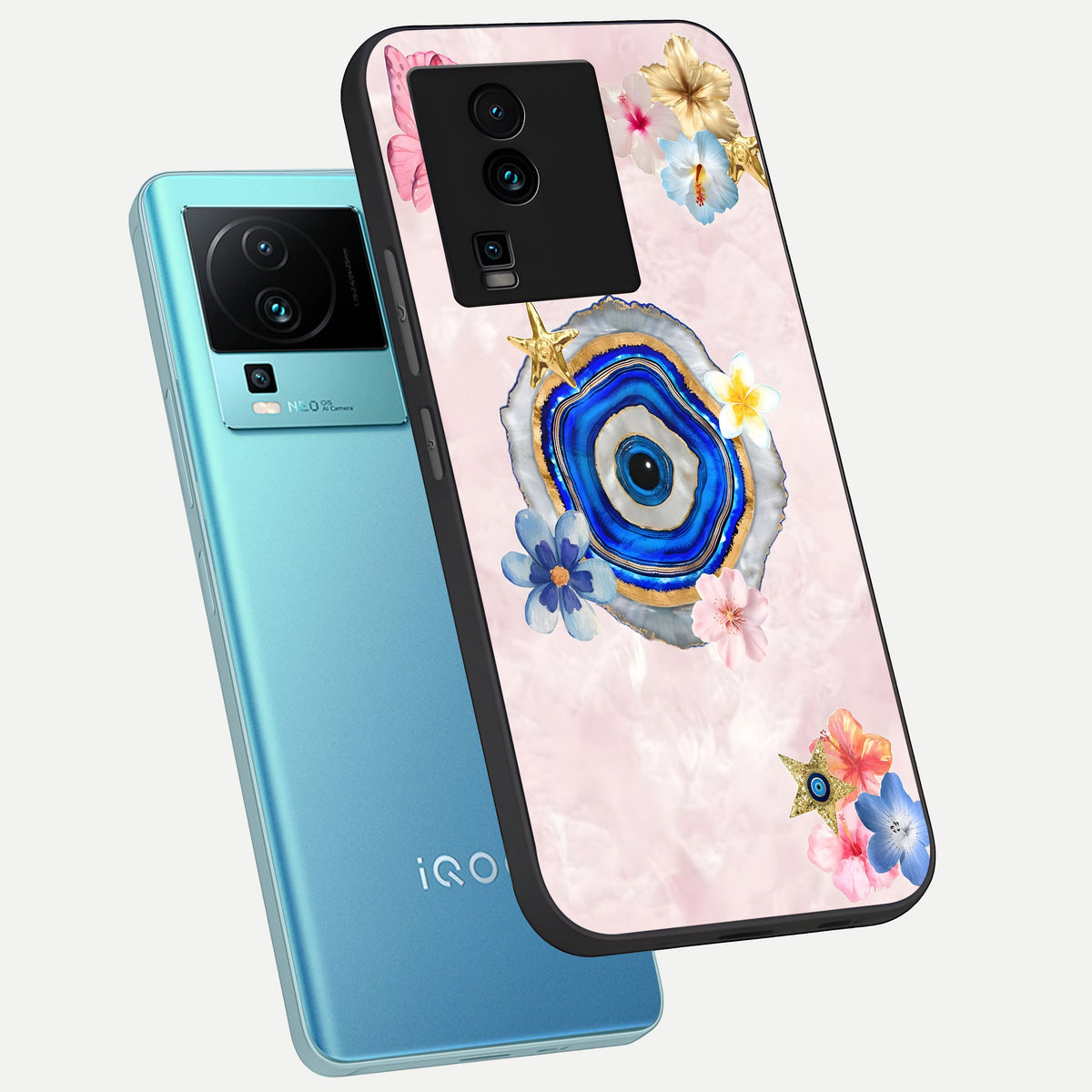  Divine Aura Bloom phone case For iQOO Neo 7 Pro showing premium glass back cover with detailed artwork