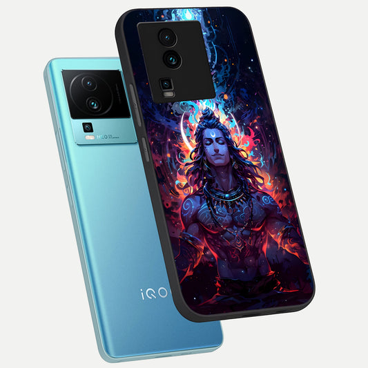  Divine Fire Shiv phone case For iQOO Neo 7 Pro showing premium glass back cover with detailed artwork