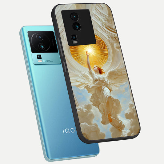  Divine Light Angel phone case For iQOO Neo 7 Pro showing premium glass back cover with detailed artwork