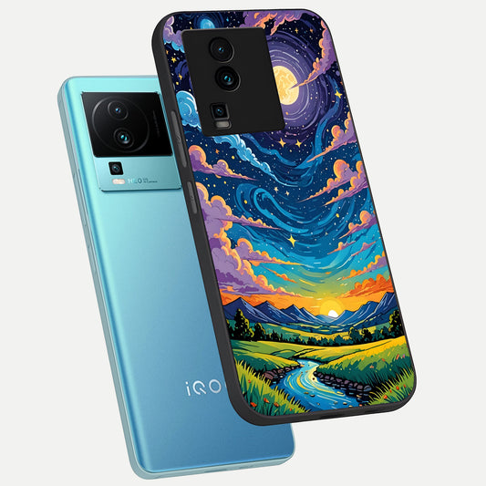  Dreamy Night Landscape phone case For iQOO Neo 7 Pro showing premium glass back cover with detailed artwork