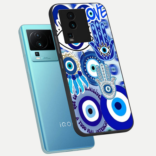  Evil Eyes Dream phone case For iQOO Neo 7 Pro showing premium glass back cover with detailed artwork