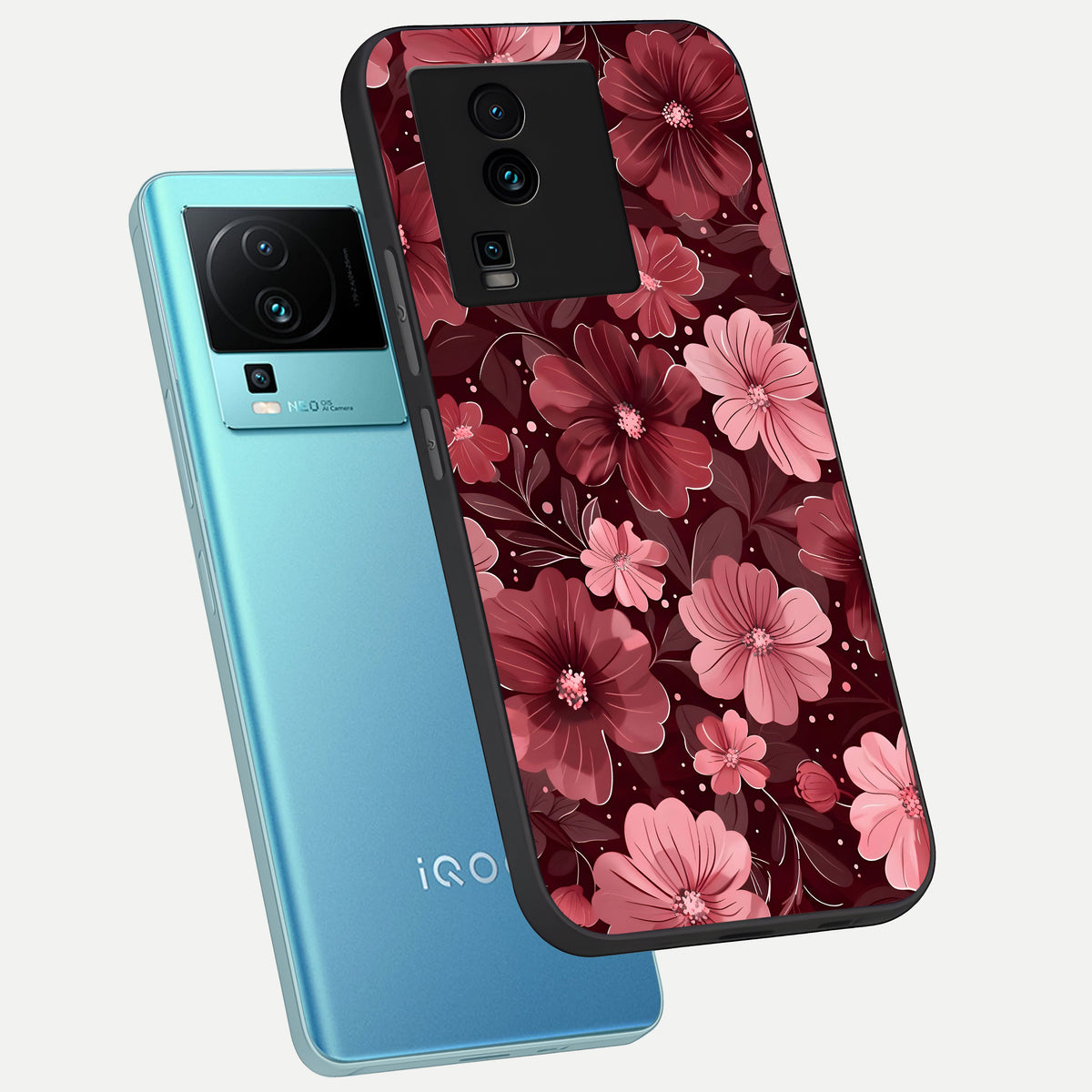 Flower Blush Bloom phone case For iQOO Neo 7 Pro showing premium glass back cover with detailed artwork