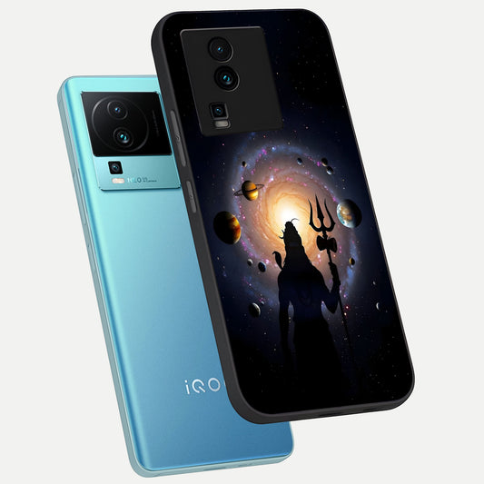  Galactic Shiva Vision phone case For iQOO Neo 7 Pro showing premium glass back cover with detailed artwork