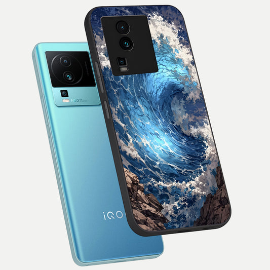 Giant Ocean Wave phone case For iQOO Neo 7 Pro showing premium glass back cover with detailed artwork