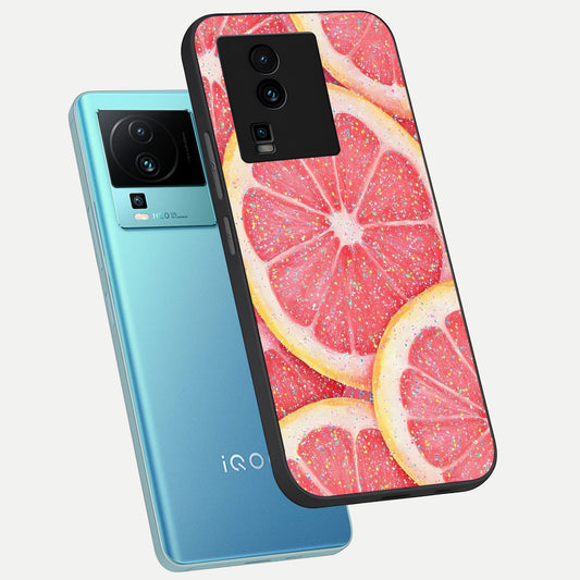  Glitter Grapefruit phone case For iQOO Neo 7 Pro showing premium glass back cover with detailed artwork
