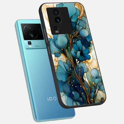  Golden Bloom Symphony phone case For iQOO Neo 7 Pro showing premium glass back cover with detailed artwork