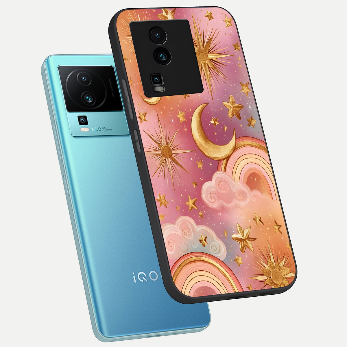  Golden Celestial Dreams phone case For iQOO Neo 7 Pro showing premium glass back cover with detailed artwork