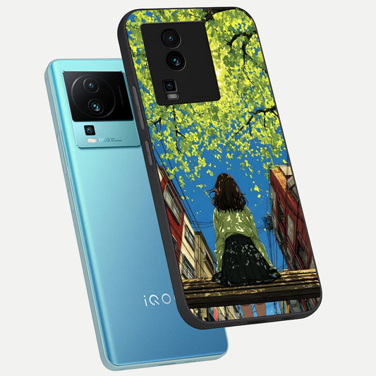  Golden Leaves Glow phone case For iQOO Neo 7 Pro showing premium glass back cover with detailed artwork