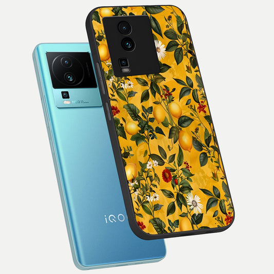  Golden Lemon Field phone case For iQOO Neo 7 Pro showing premium glass back cover with detailed artwork