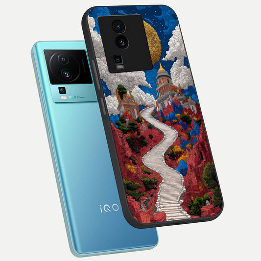  Heavenly Moon Path phone case For iQOO Neo 7 Pro showing premium glass back cover with detailed artwork