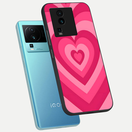  Layered Love Hearts phone case For iQOO Neo 7 Pro showing premium glass back cover with detailed artwork
