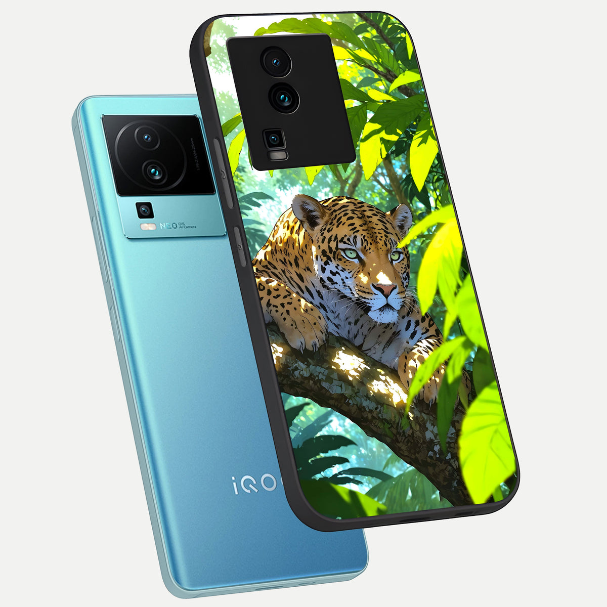  Leopard in Jungle phone case For iQOO Neo 7 Pro showing premium glass back cover with detailed artwork