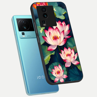  Lotus Dream Serenity phone case For iQOO Neo 7 Pro showing premium glass back cover with detailed artwork