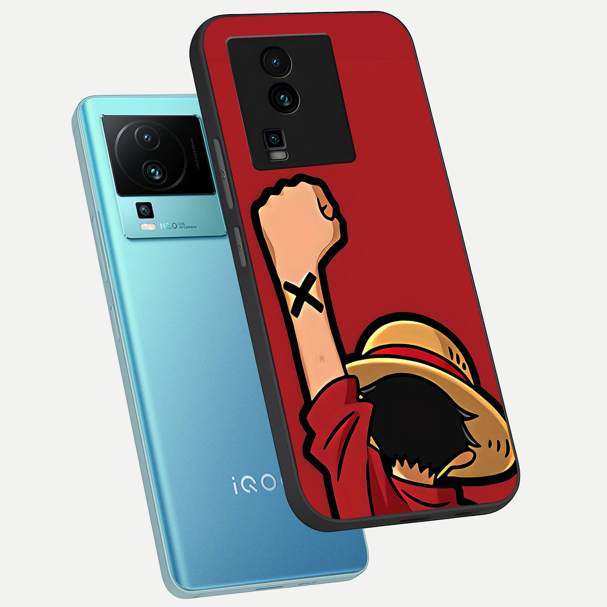  Luffy X Spirit phone case For iQOO Neo 7 Pro showing premium glass back cover with detailed artwork