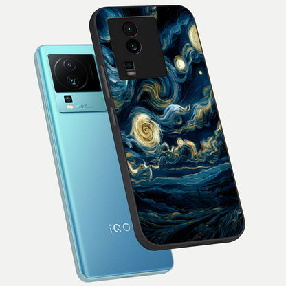  Midnight Sky Whirl phone case For iQOO Neo 7 Pro showing premium glass back cover with detailed artwork