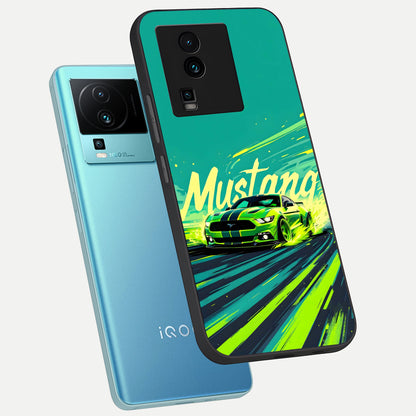 Mustang Bang phone case For iQOO Neo 7 Pro showing premium glass back cover with detailed artwork