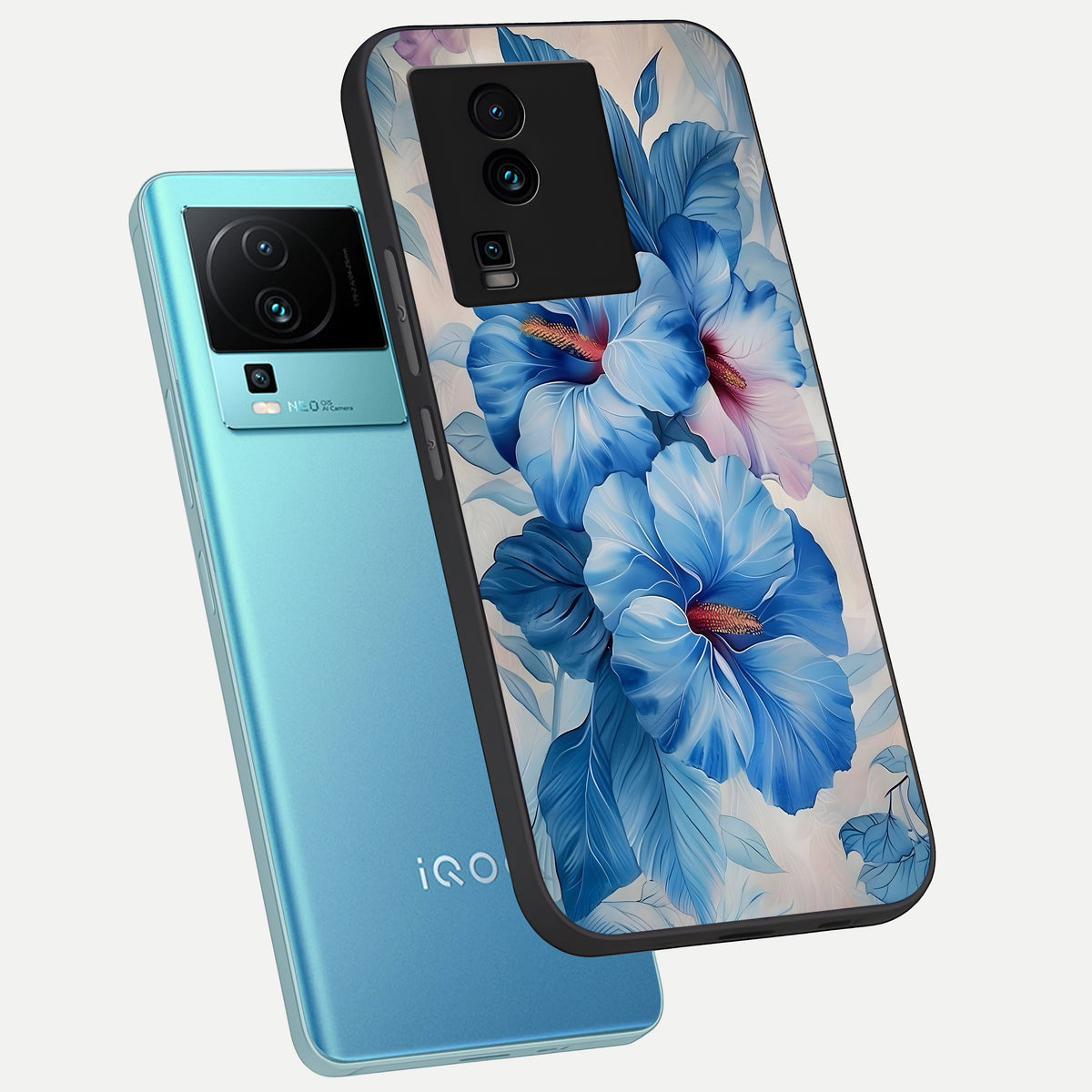  Ocean Hibiscus Grace phone case For iQOO Neo 7 Pro showing premium glass back cover with detailed artwork
