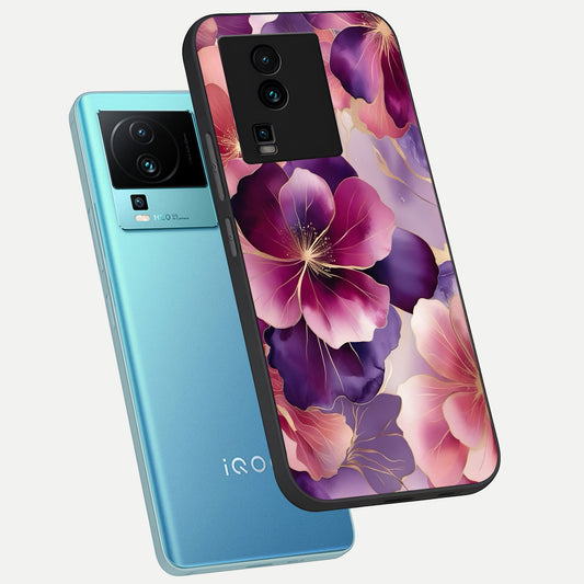  Pink Bouquet Florals phone case For iQOO Neo 7 Pro showing premium glass back cover with detailed artwork