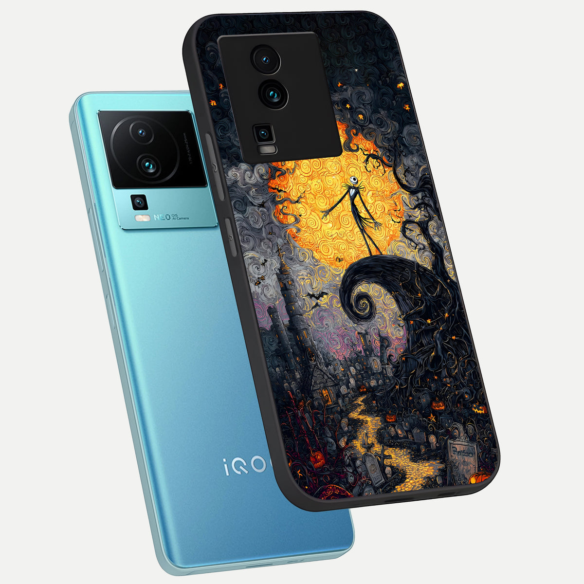  Pumpkin Moon Night phone case For iQOO Neo 7 Pro showing premium glass back cover with detailed artwork