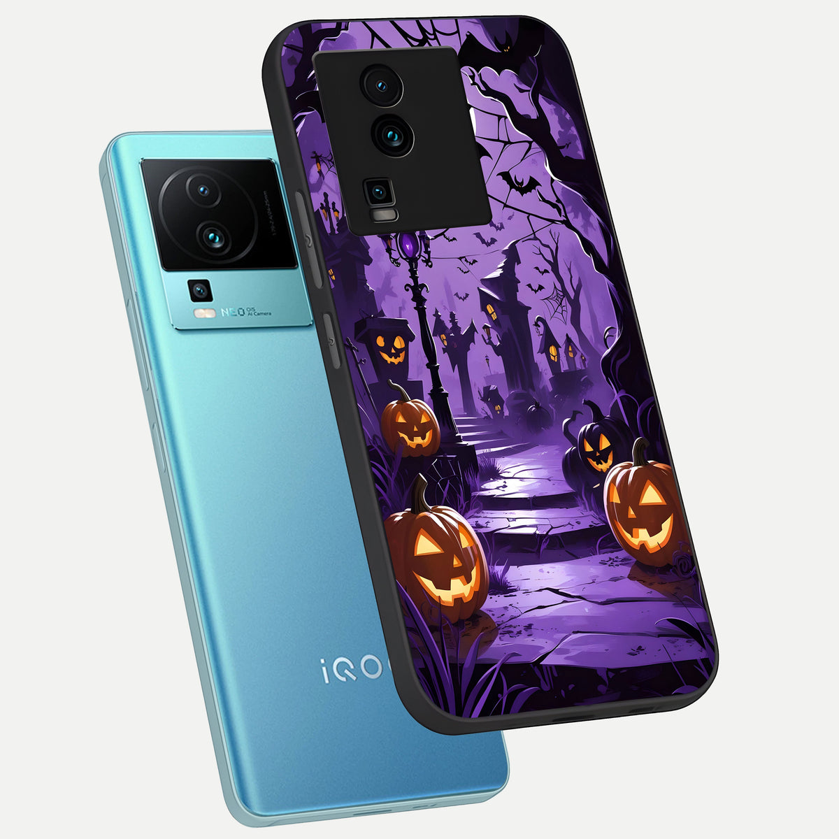  Pumpkin Patch Halloween phone case For iQOO Neo 7 Pro showing premium glass back cover with detailed artwork