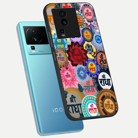  Radha Divine Bloom phone case For iQOO Neo 7 Pro showing premium glass back cover with detailed artwork