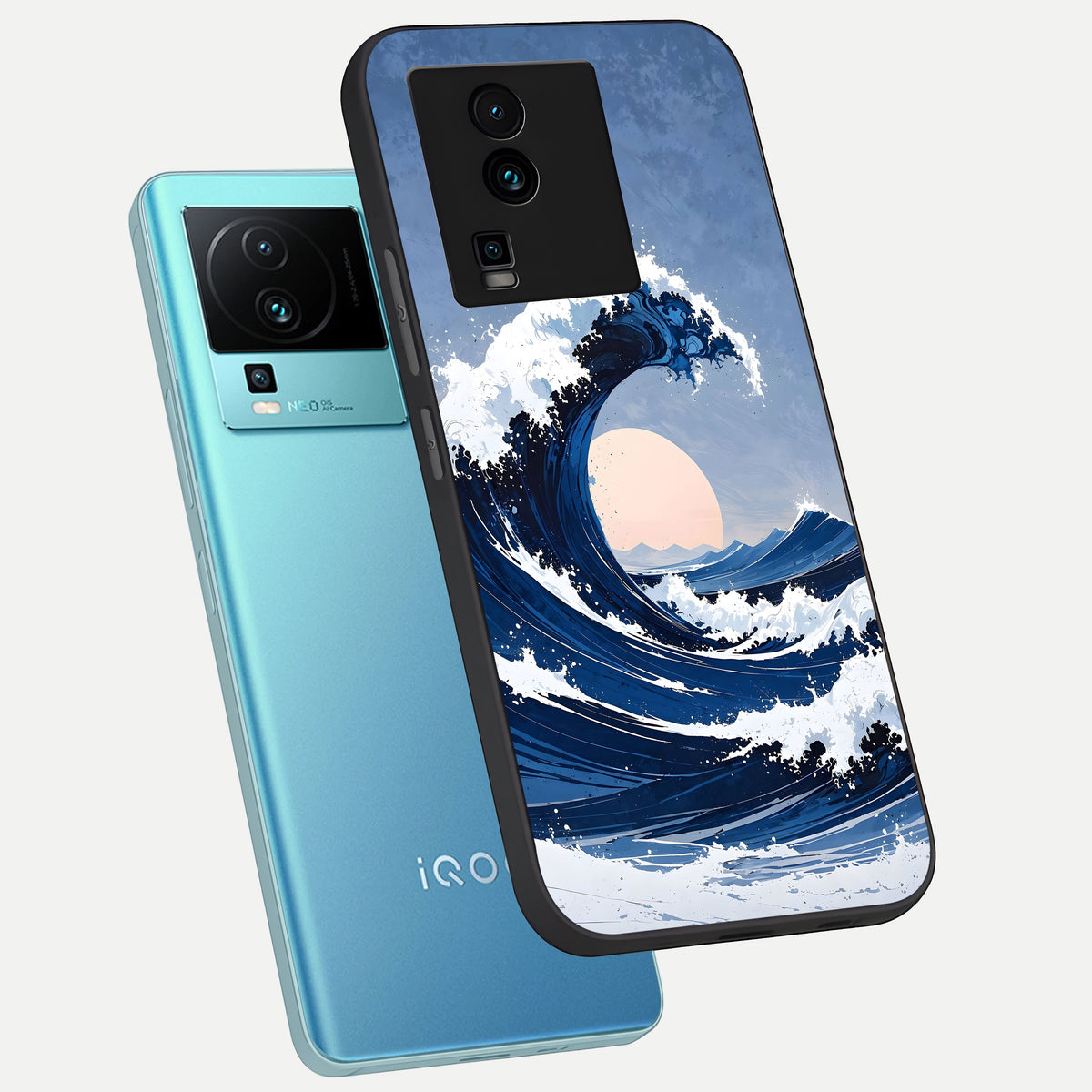  Rising Tide Power phone case For iQOO Neo 7 Pro showing premium glass back cover with detailed artwork